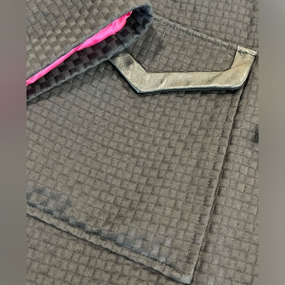 Alice + Olivia | Leather Trim Belted Trench Coat | Black | M/6 - Picture 3 of 12